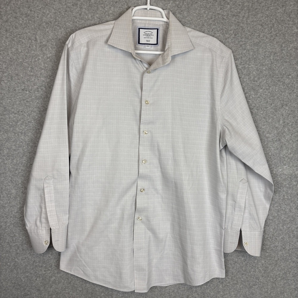 Charles Tyrwhitt Dress Shirt Mens 16.5 / 33 Gray Slim Fit Non Iron